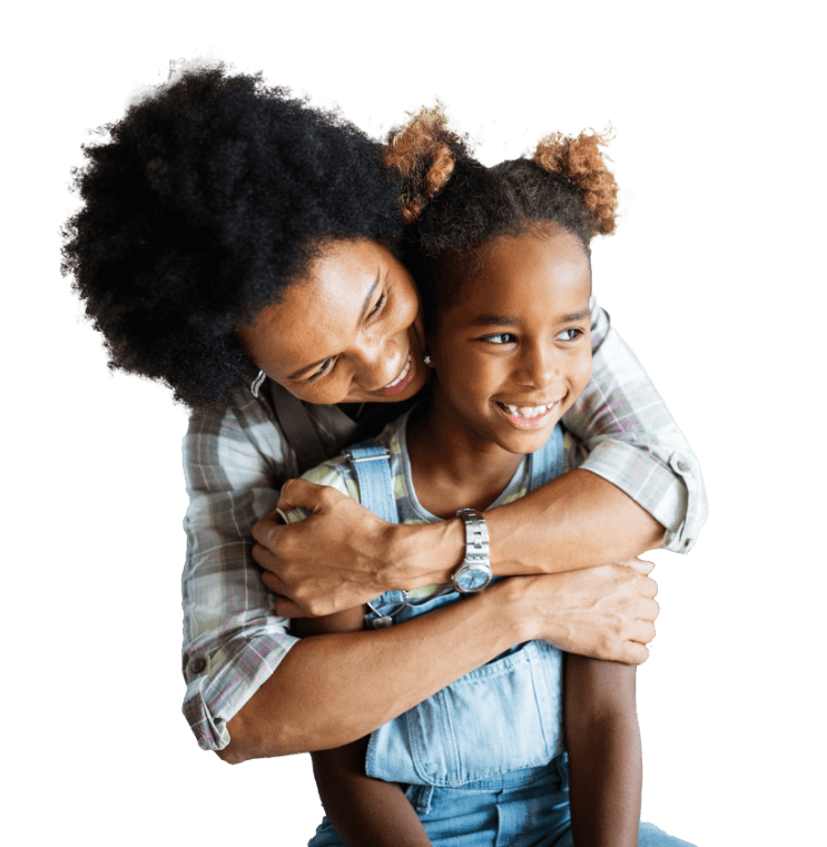 Mother hugging child after visiting their dentist in Newington Connecticut