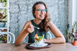 Woman eating a healthy snack