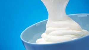 Close up of plain white yogurt